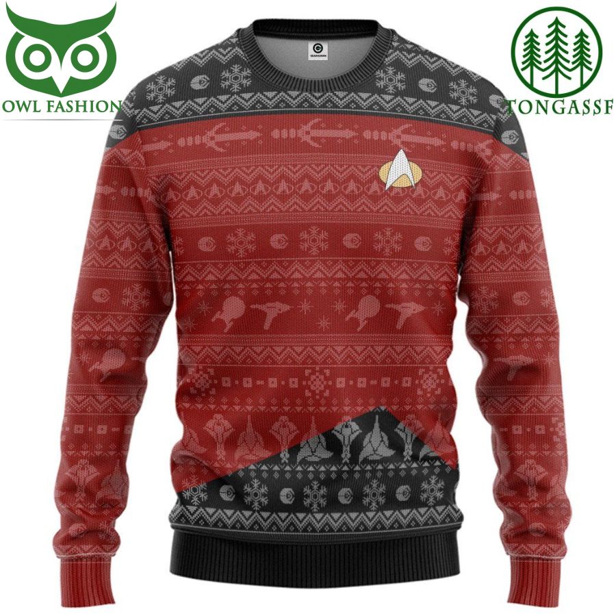 23 Star Trek The Next Generation 1987 Red Christmas Custom Ugly Sweater