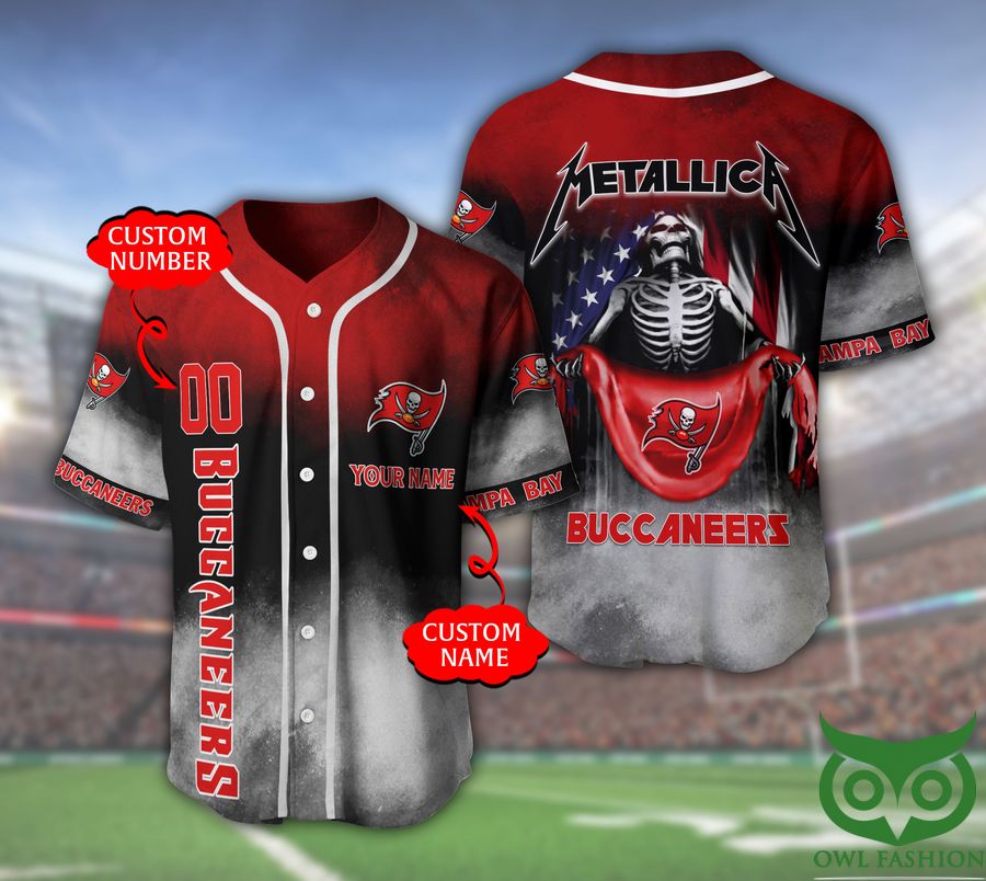 19 Tampa Bay Buccaneers NFL 3D Custom Name Number Metallica Baseball Jersey