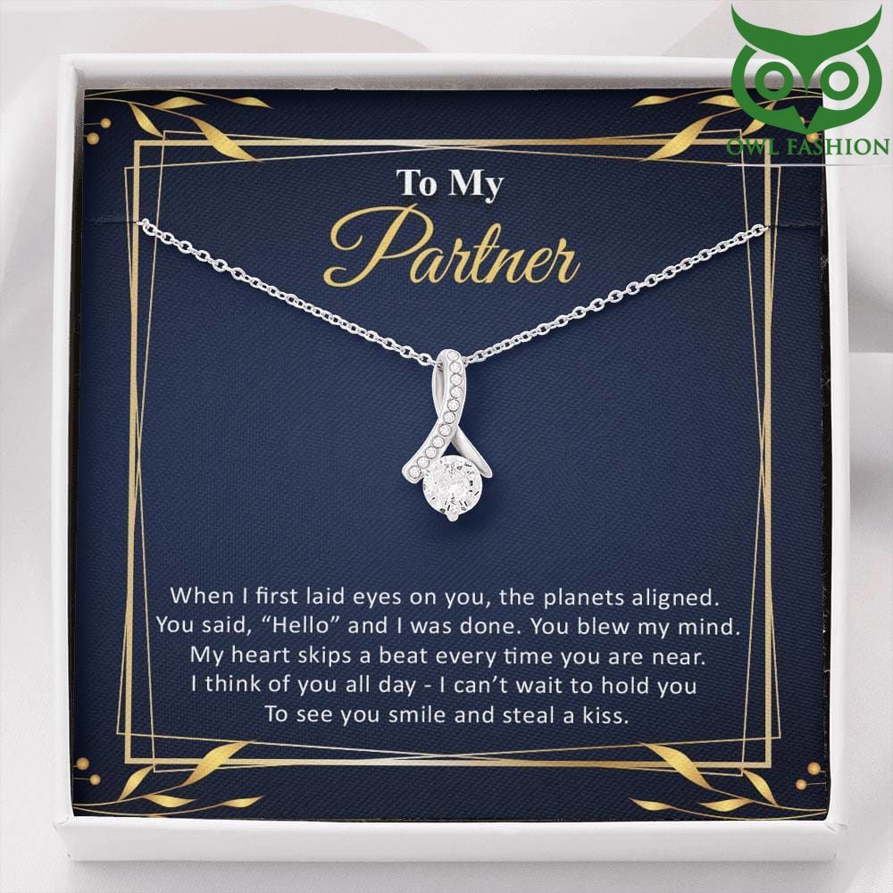 178 My Partner The planet aligned when I first saw you crystal knot silver Necklace for Valentine