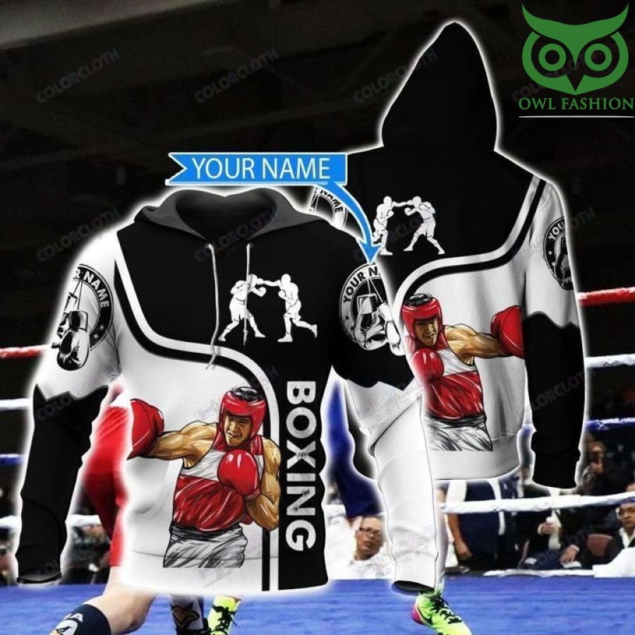 125 Personalized Boxing Black Hoodie 3D