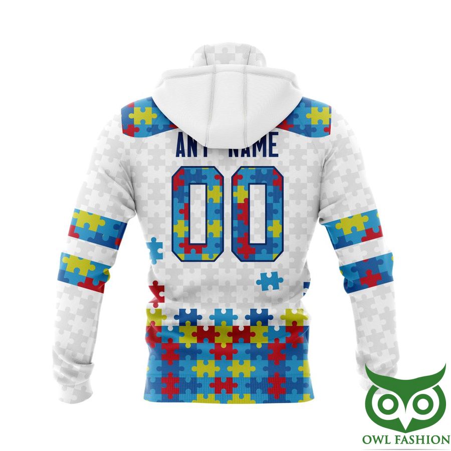 546 NHL Winnipeg Jets Autism Awareness Custom Name Number white puzzle hoodie sweatshirt