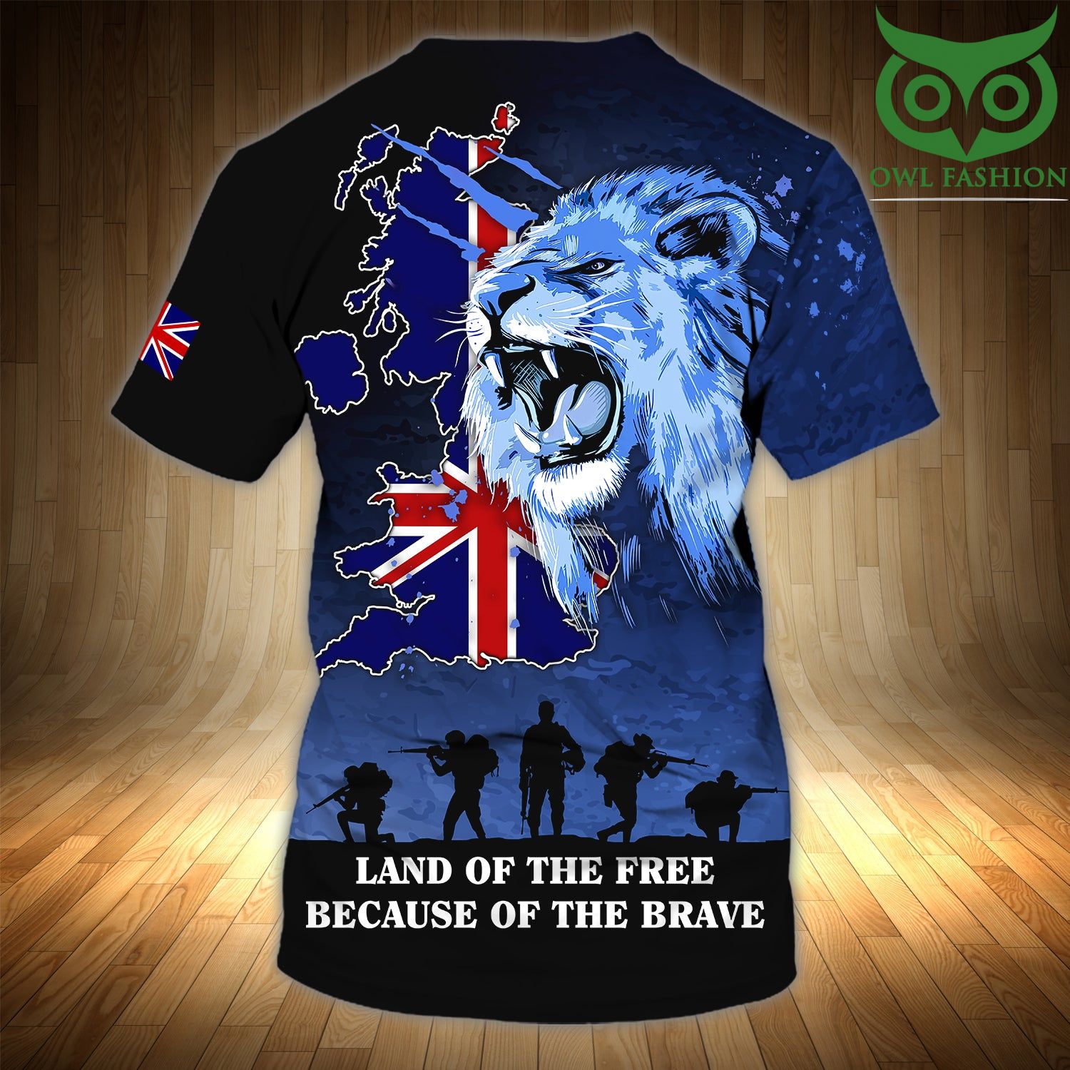 7 UK Royal Lion Land Of The Free Personalized Name 3D Tshirt