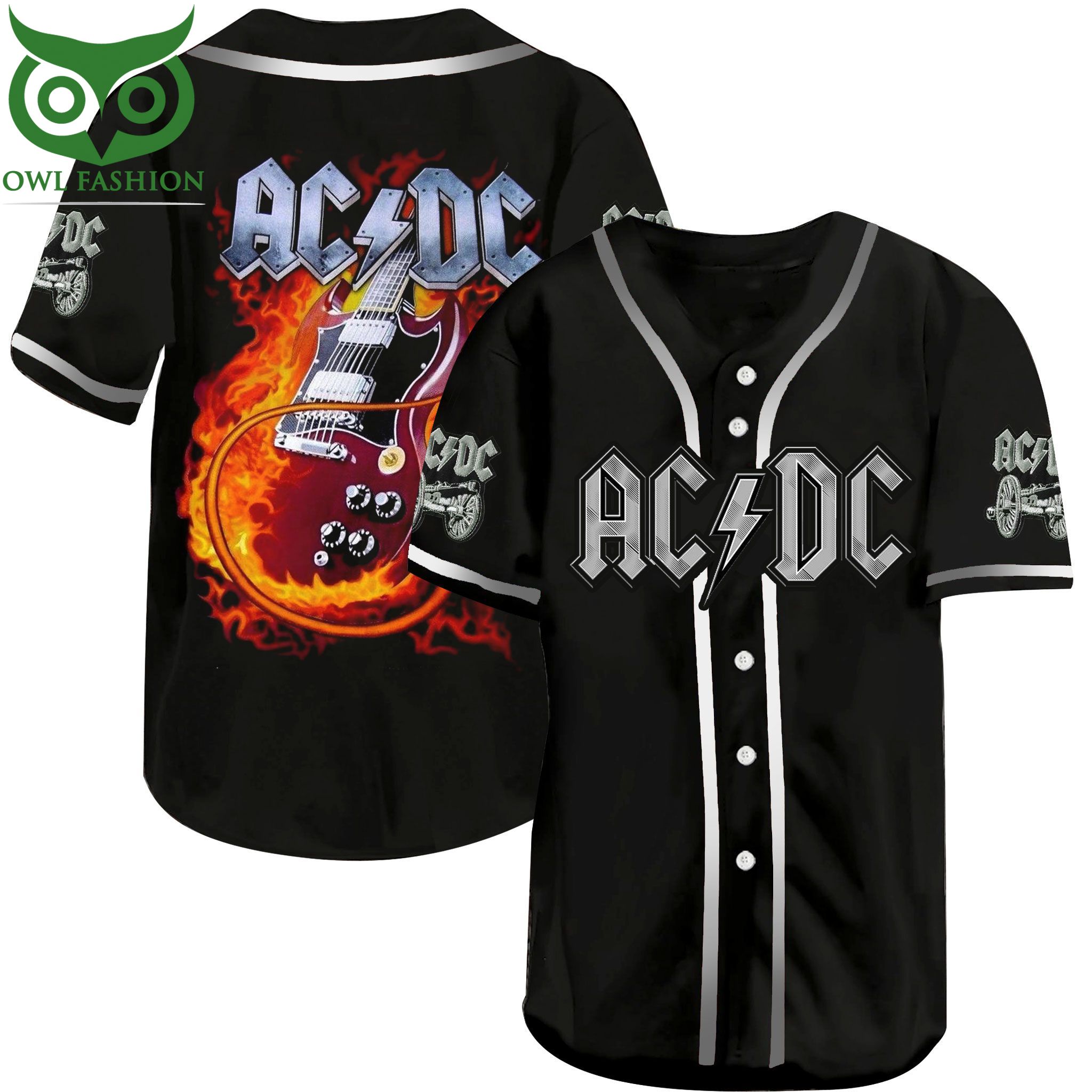 16 ACDC Electric Guitar Baseball Jersey Shirt