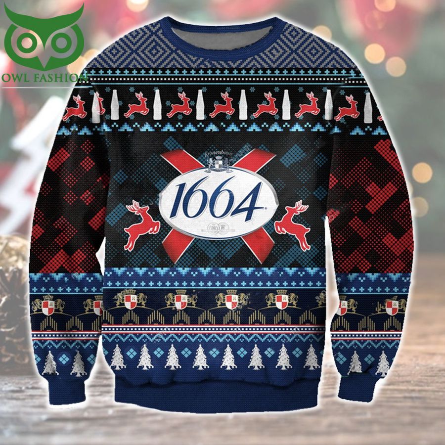 74 1664 White Beer Ugly Sweater Christmas