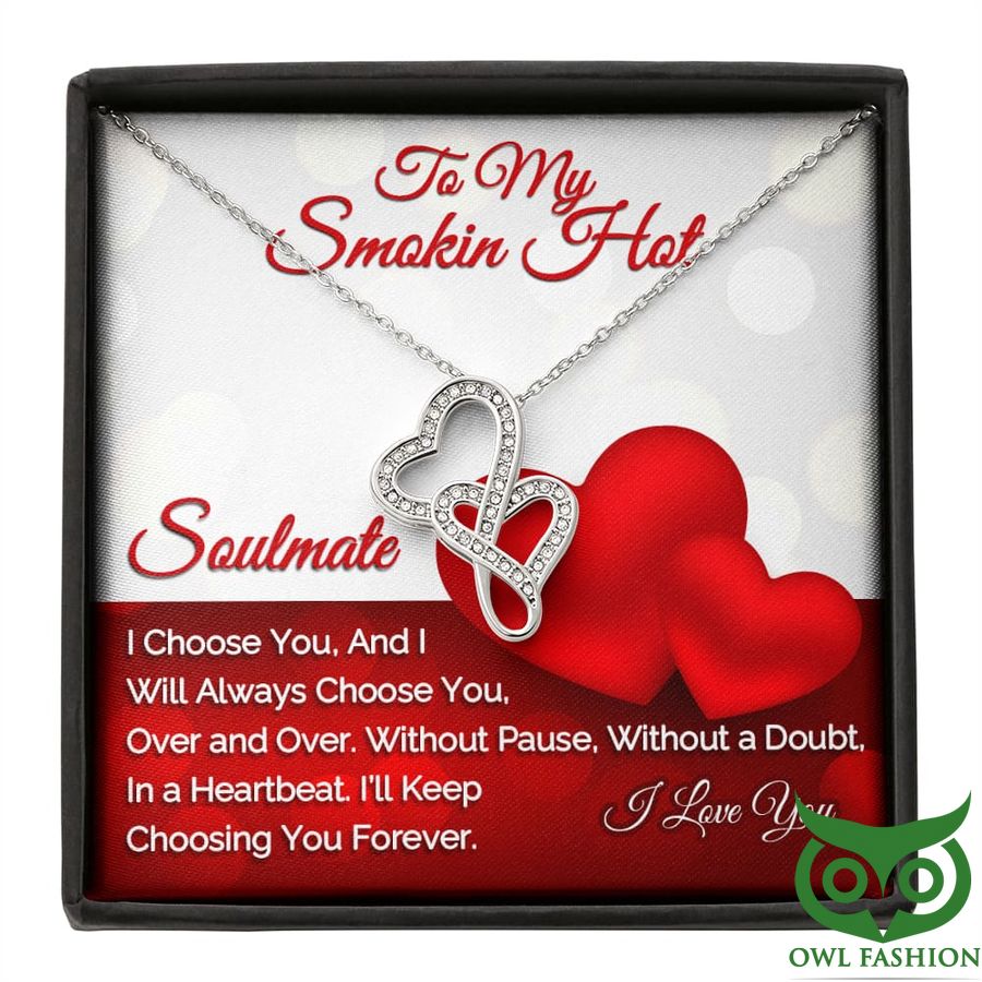 199 Hot Soulmate Two Silver Hearts Necklace Valentine Gift for your Partner