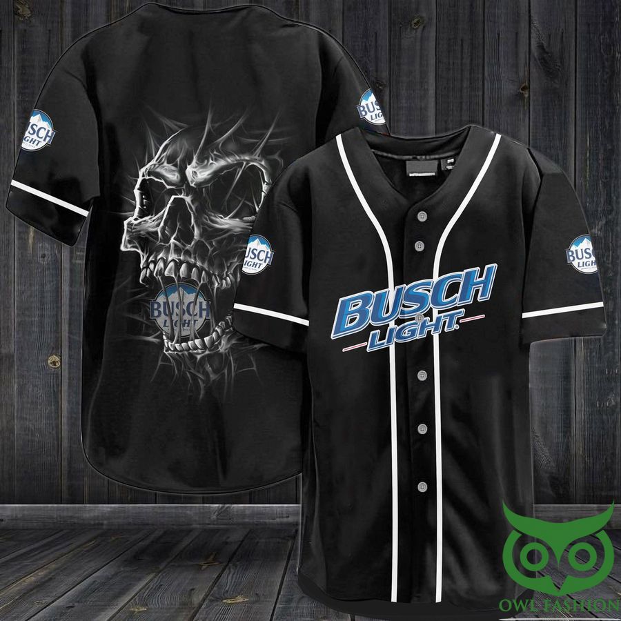 Busch Light Skull black Baseball Jersey Shirt