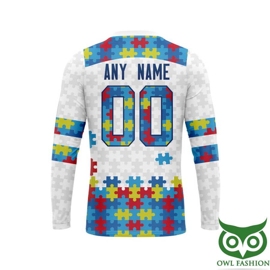 548 NHL Winnipeg Jets Autism Awareness Custom Name Number white puzzle hoodie sweatshirt