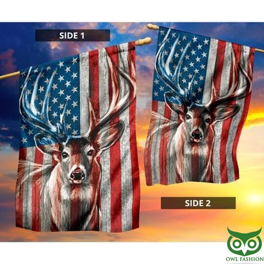 57 Deer hunting USA flag
