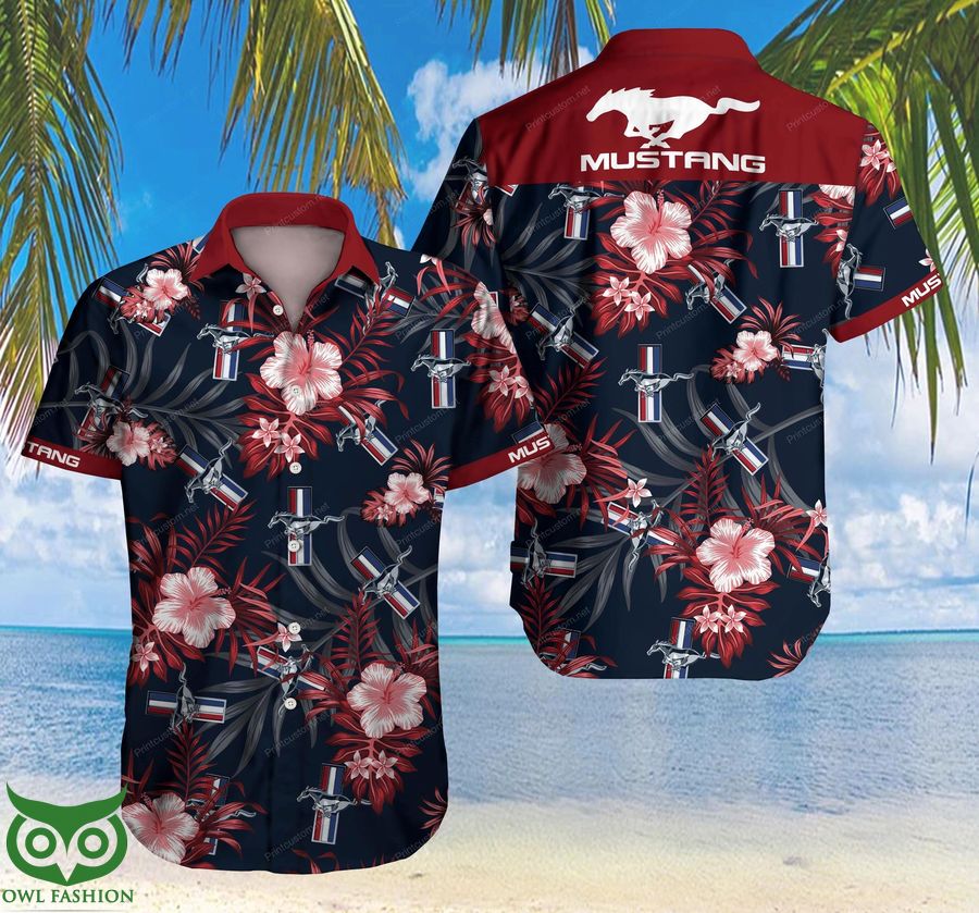 84 Ford Mustang Floral Hawaiian Shirt Summer Shirt