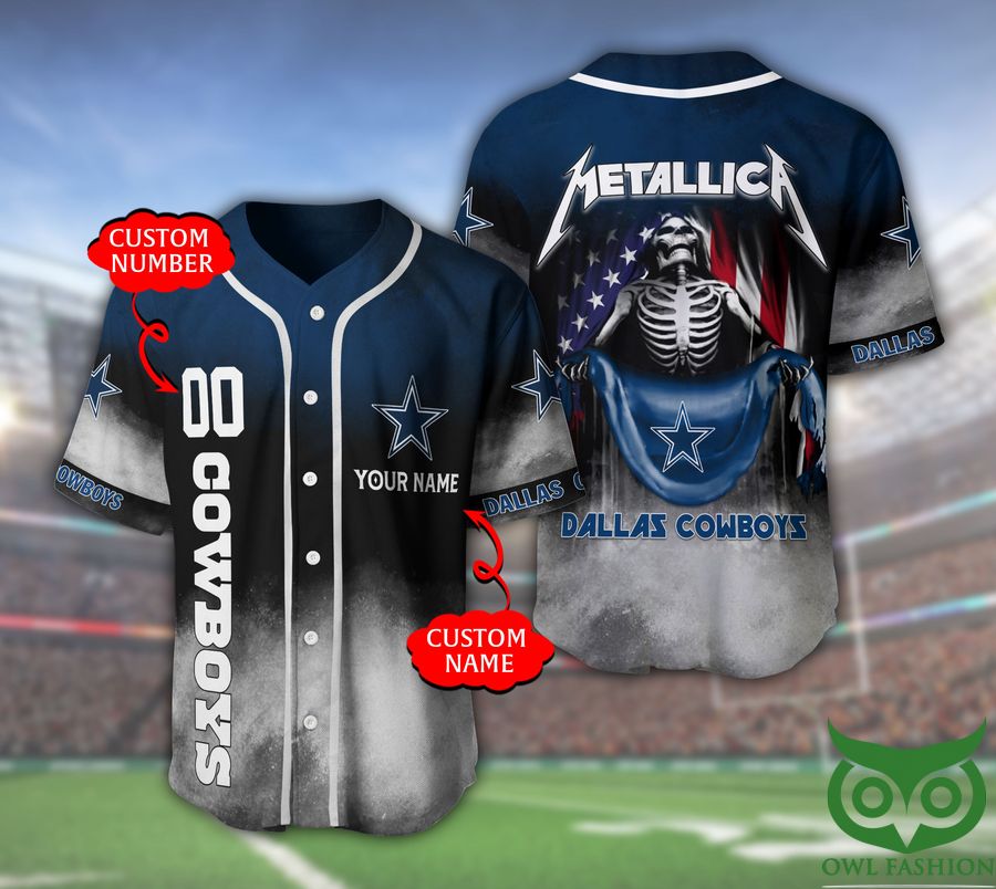 Dallas Cowboys NFL 3D Custom Name Number Metallica Baseball Jersey