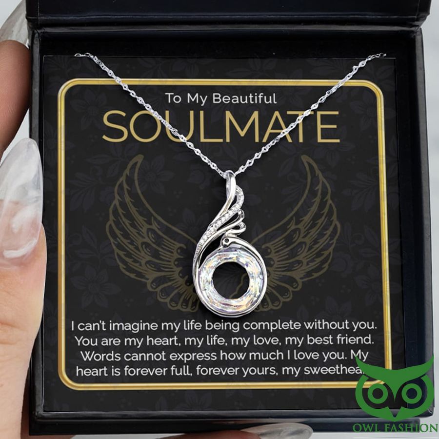 16 To My Beautiful Soulmate Wings Pattern Necklace Valentine Gift