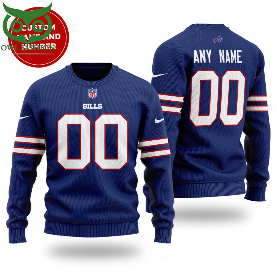 55 Custom Name Number NFL BUFFALO BILLS navy Sweater