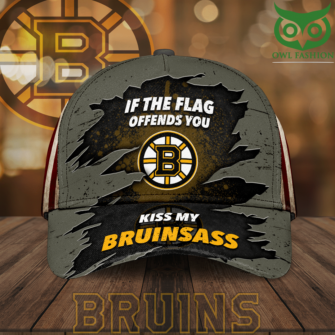 12 NHL Boston Bruins If the flag offends you kiss my bruinsass 3D Cap
