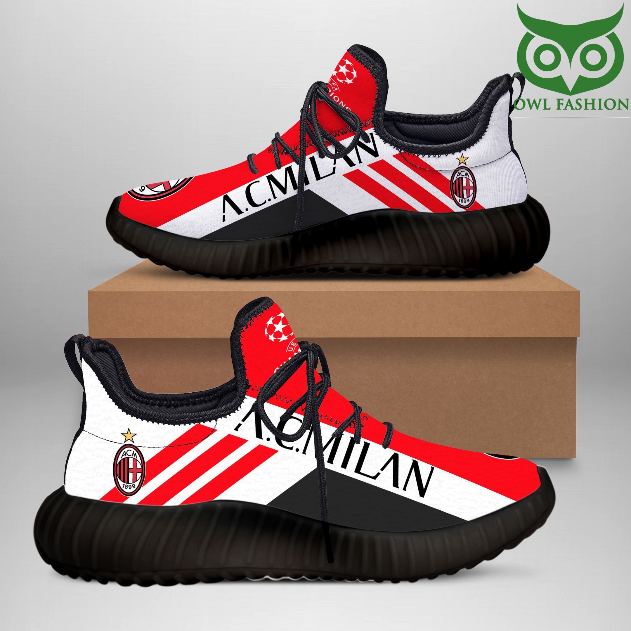 19 AC Milan white designed Reze Running sneakers