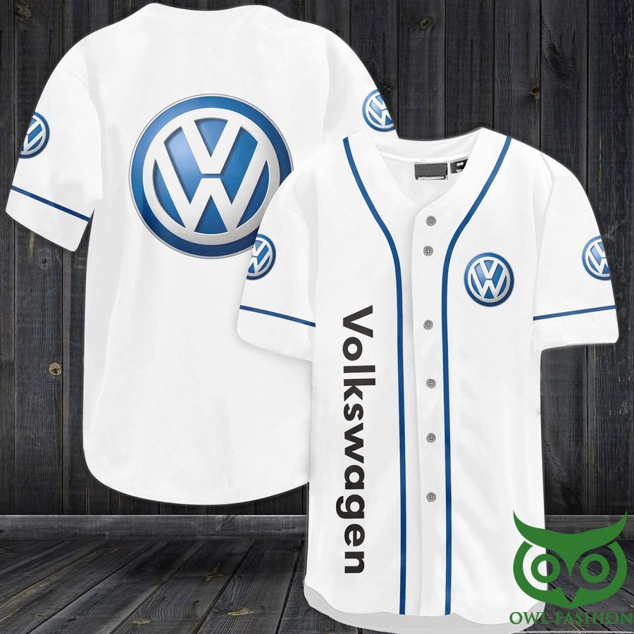 11 VOLKSWAGEN Blue and White Baseball Jersey Shirt