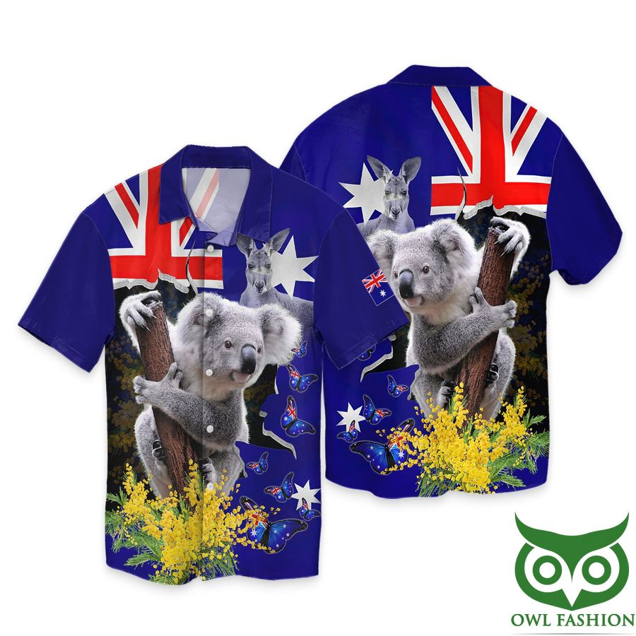 Australia Koala Kangaroo Golden Wattle 3D Hawaiian Shirt