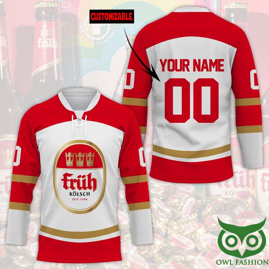 Custom Name Number Fruh Kolsch Beer Hockey Jersey