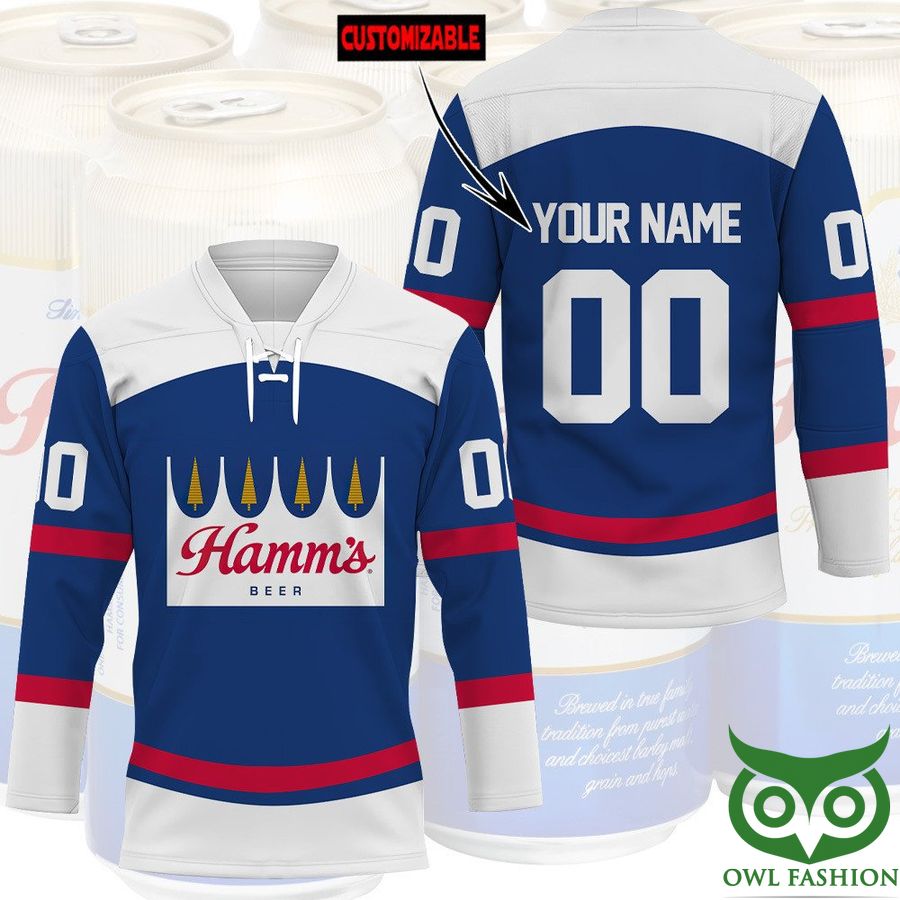 Hamm's Beer Custom Name Number Hockey Jersey