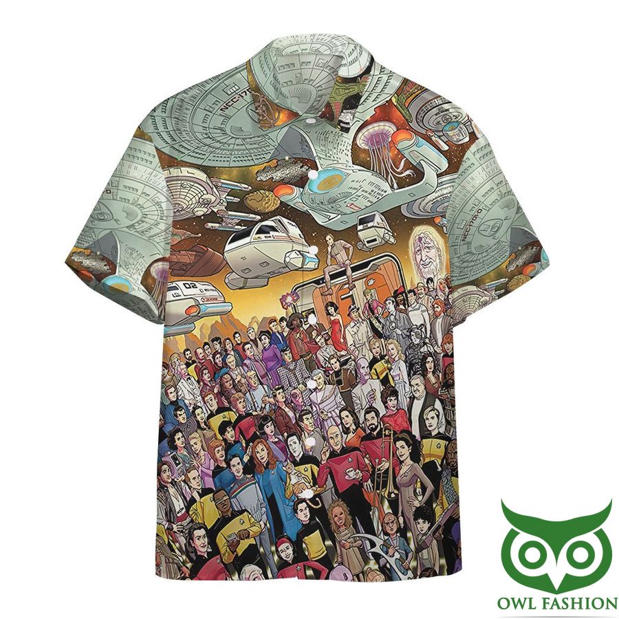 Star Trek 30th Anniversary with All Characters in Brown Sky Hawaiian Shirt