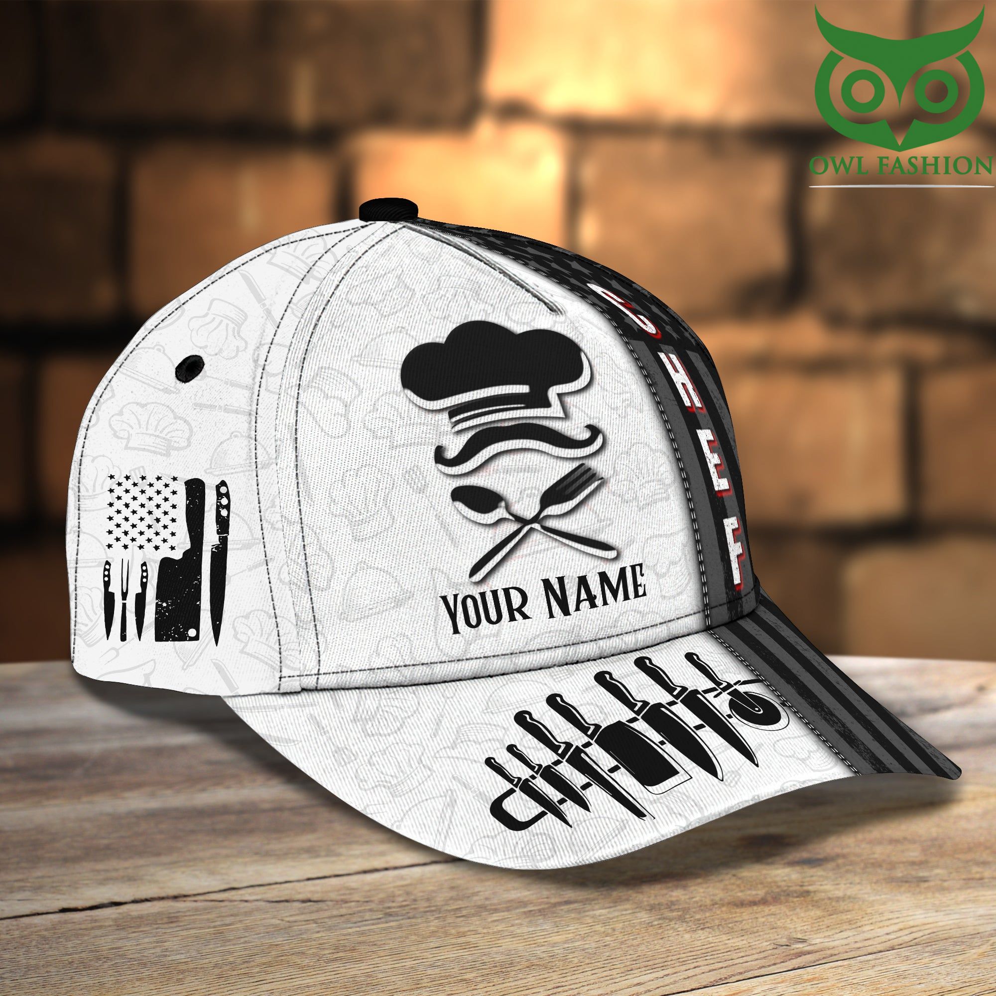 Chef Personalized Name white class cap