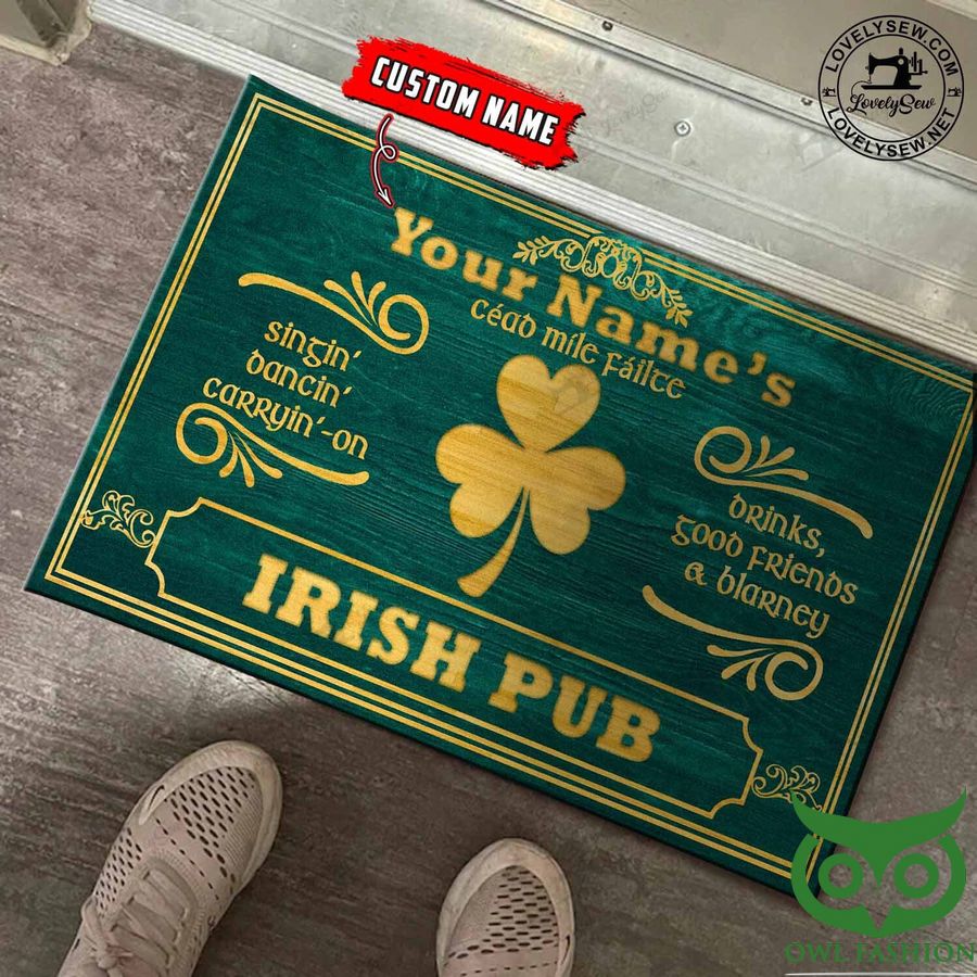 Customized Irish Pub Drinks Good Friends Green Doormat