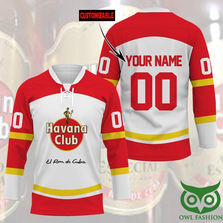 Custom Name Number Havana Club El Ron De Cuba Rum Hockey Jersey