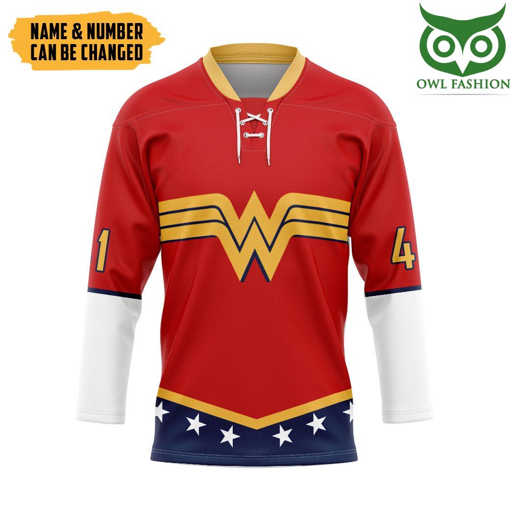 3D Wonder Woman Custom Name Number Hockey Jersey