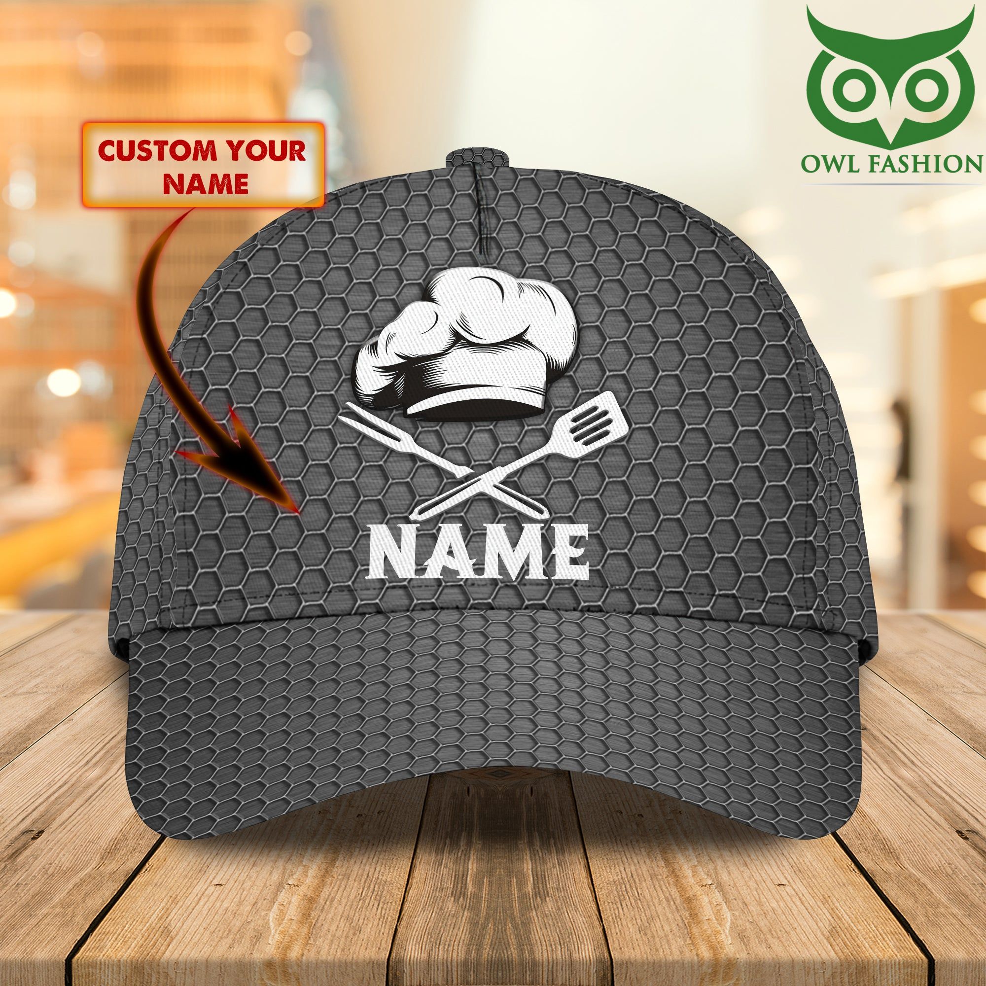 Chef hat Personalized grey Name
