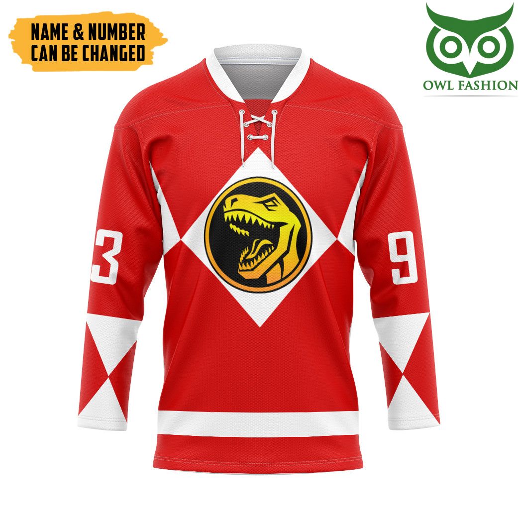 3D Power Ranger Red Ranger Custom Name Number Hockey Jersey