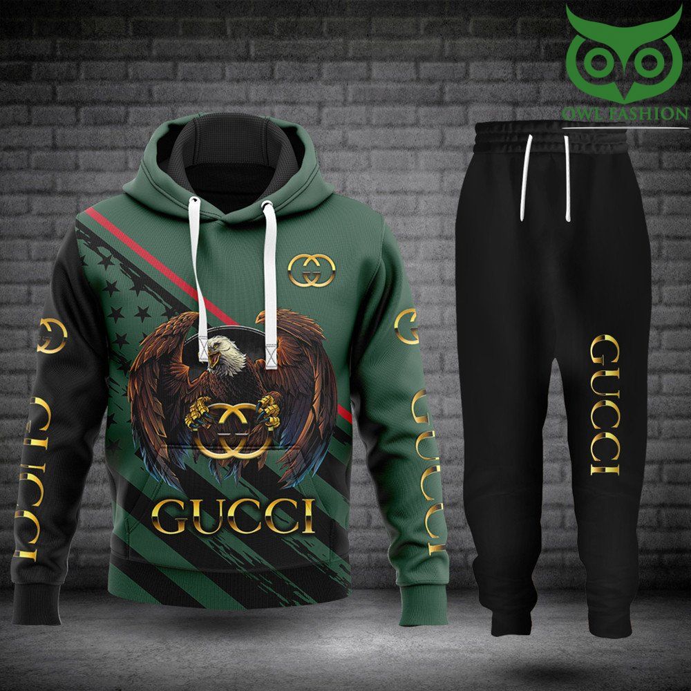 Gucci Eagle hold the logo Fashion Hoodie and Pants 