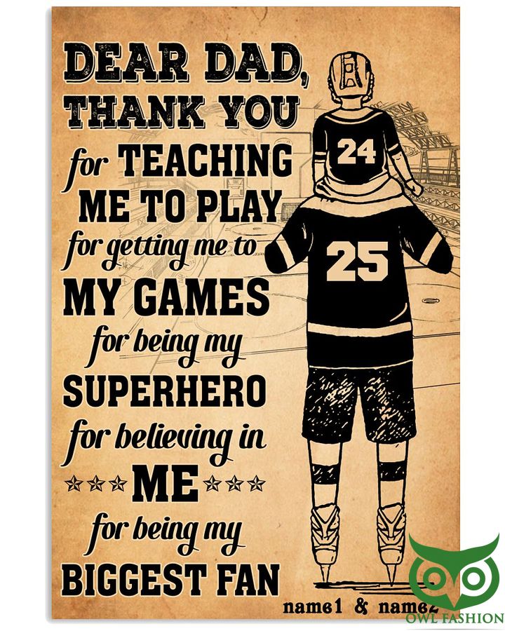 Hockey Thanks my Dad Vertical Poster