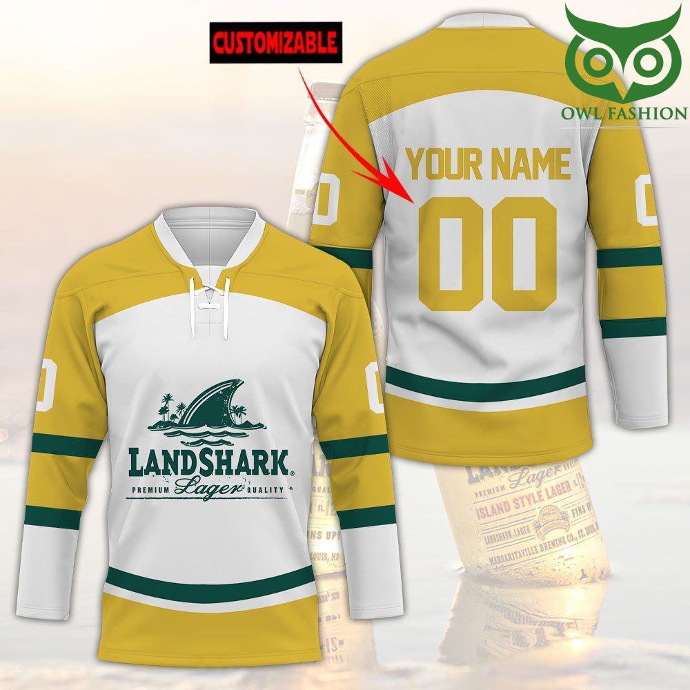 Landshark Lager Custom Name Number Hockey Jersey 