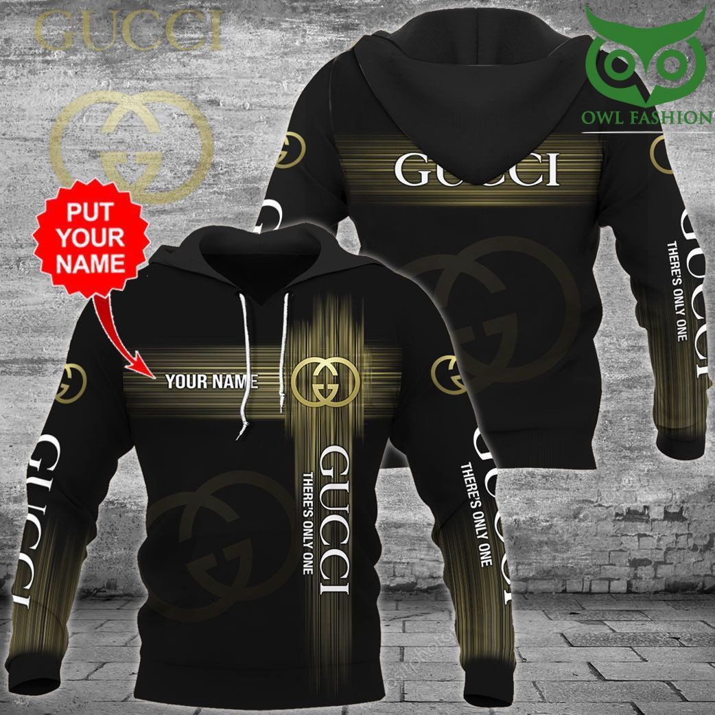 Personalized golden logo on full black 3D hoodie