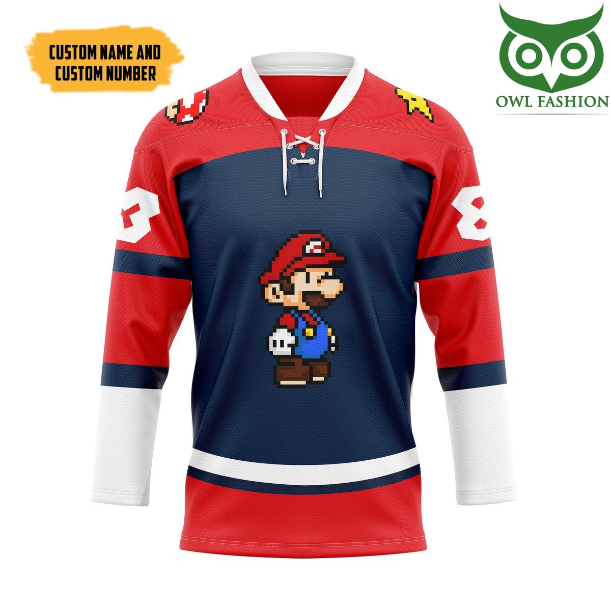3D Mario Sports Custom Name Number Hockey Jersey