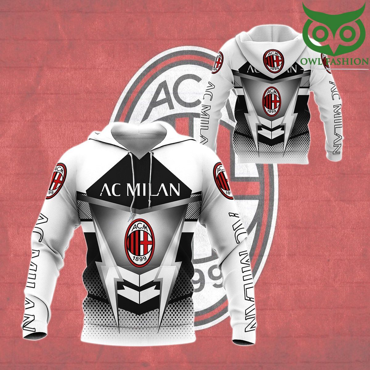 AC Milan white 3D All Over Printed Shirts