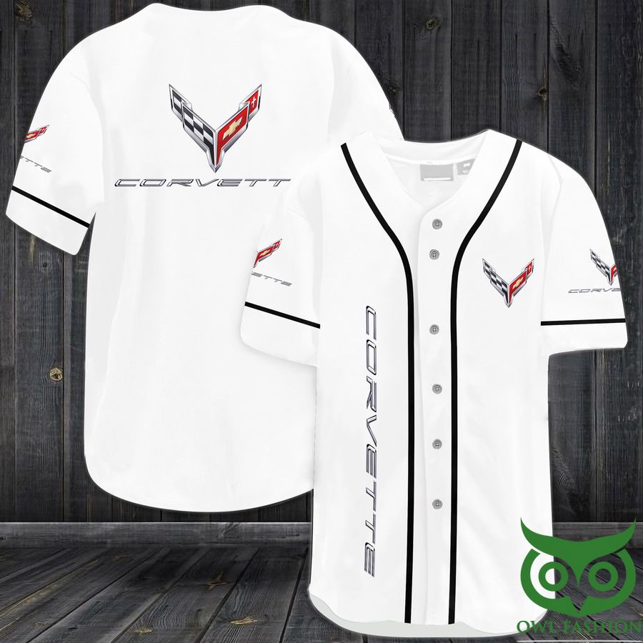 CORVETTE White and Black Baseball Jersey Shirt