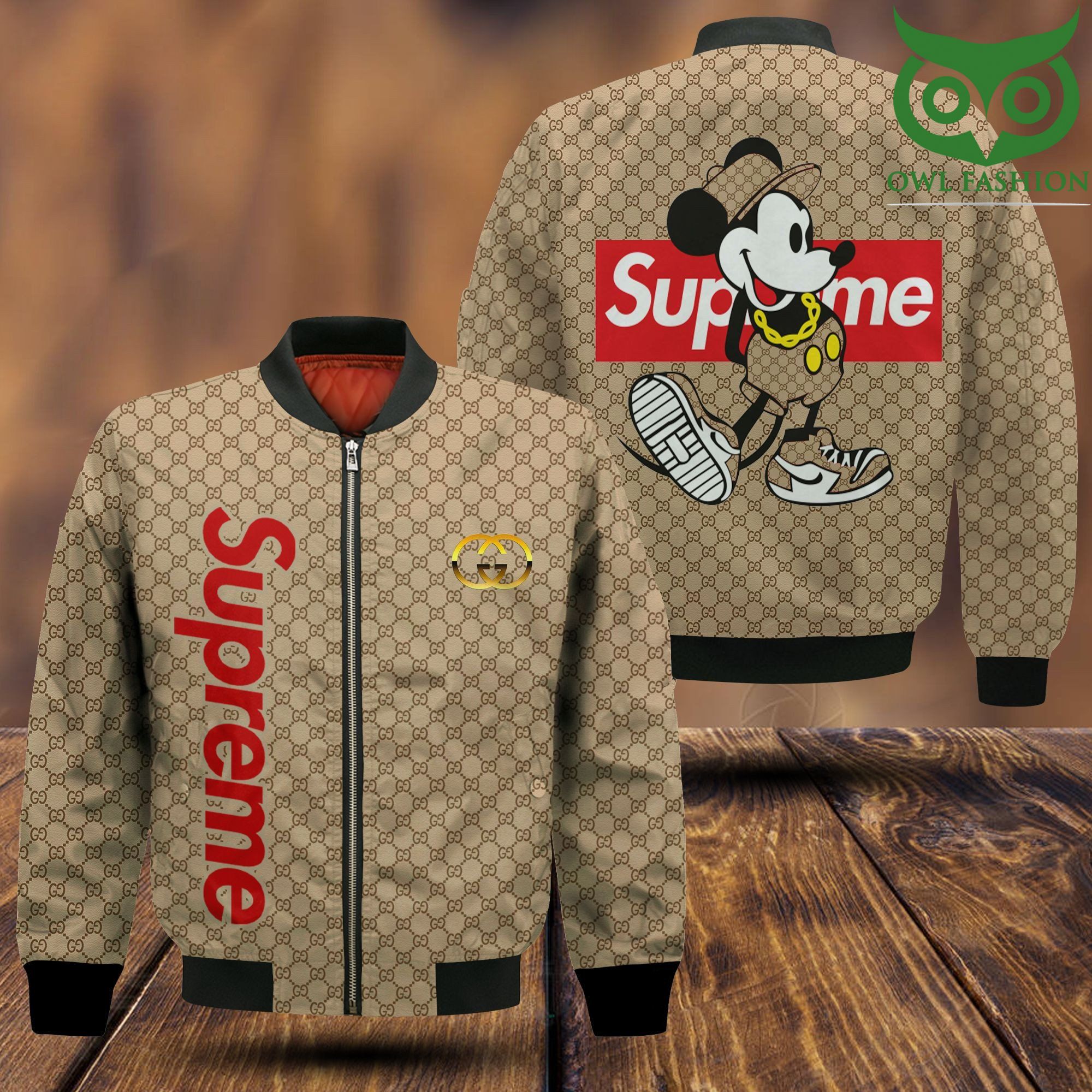 LUXURY Gucci Mickey mouse collab Supreme 3D Bomber jacket