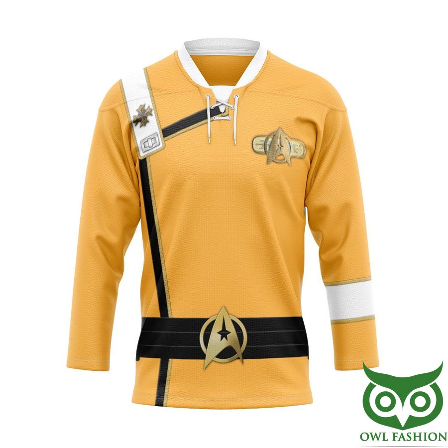 3D Star Trek Wrath of Khan Starfleet Yellow Uniform Custom Hockey Jersey