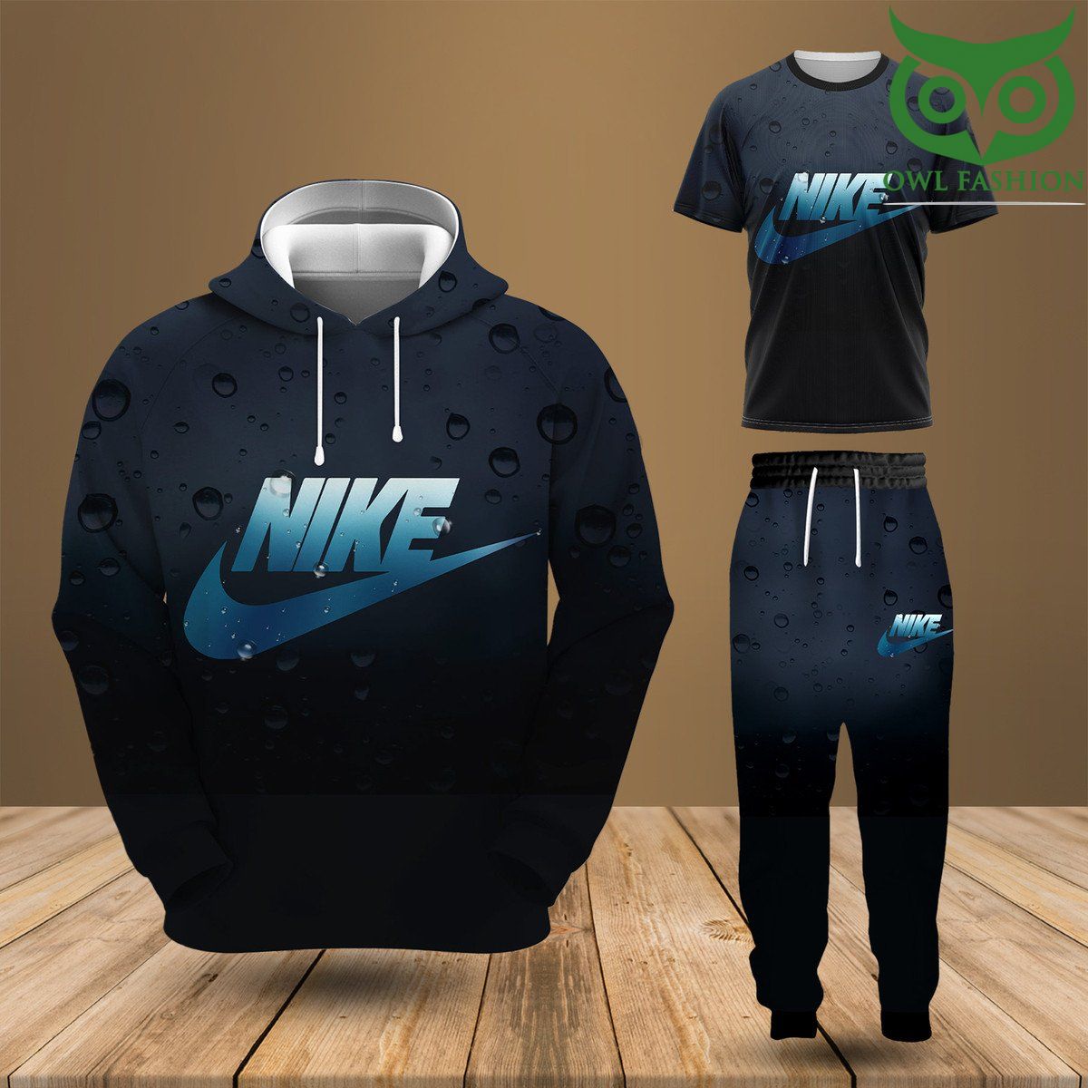 Nike water drop navy 3D hoodies T-Shirt and sweatpants