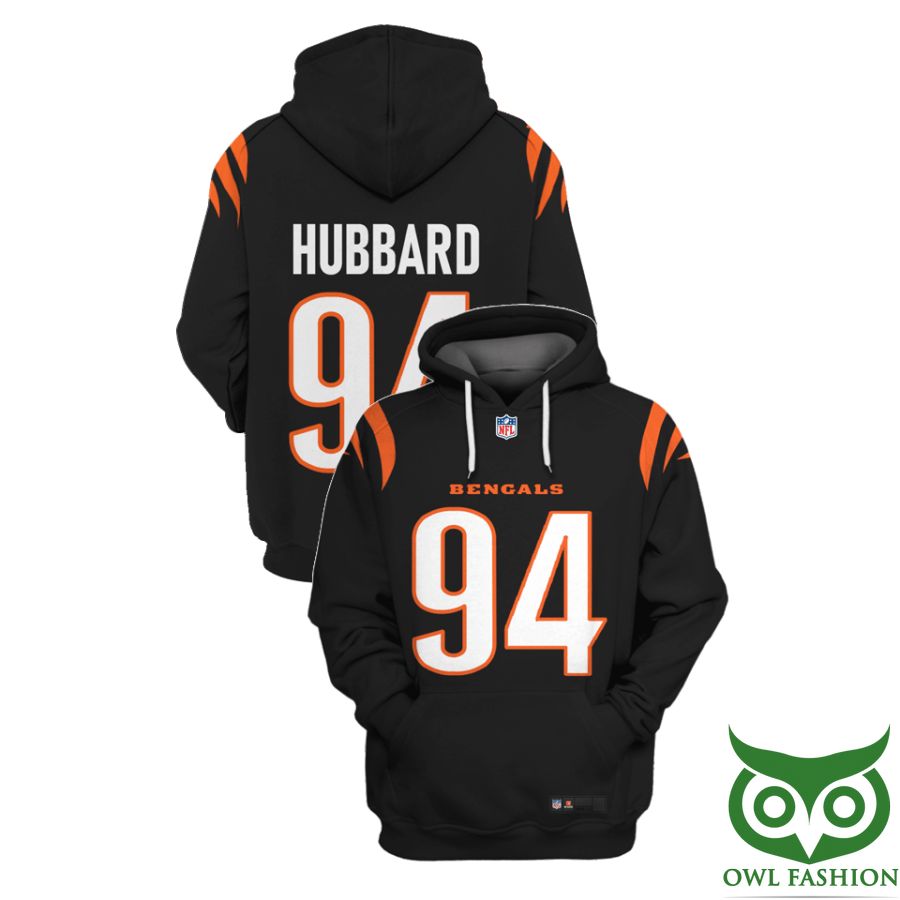 NFL Cincinnati Bengals Sam Hubbard 94 Black with Orange scratches 3D Shirt