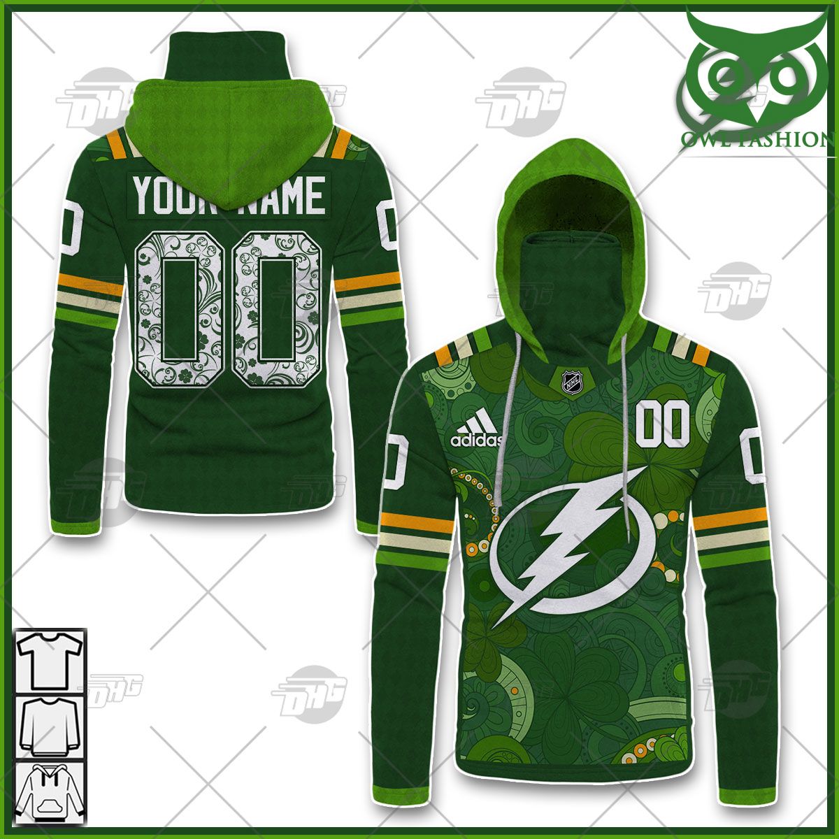 Custom Name Number NHL Tampa Bay Lightning Jersey 2022 St Patricks Day Hoodie Sweatshirt