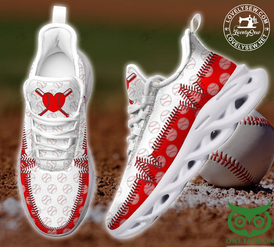 Baseball Heartbeat with Stick White and Red Max Soul Shoes