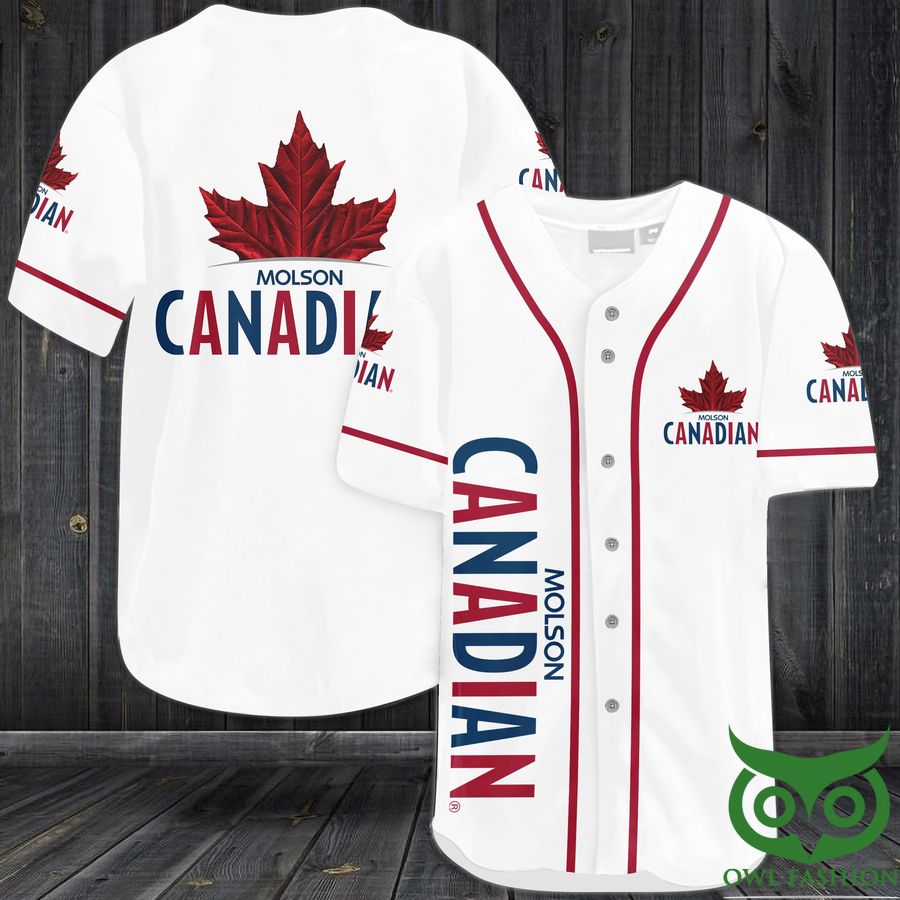 MOLSON CANADIAN White and Red Baseball Jersey Shirt