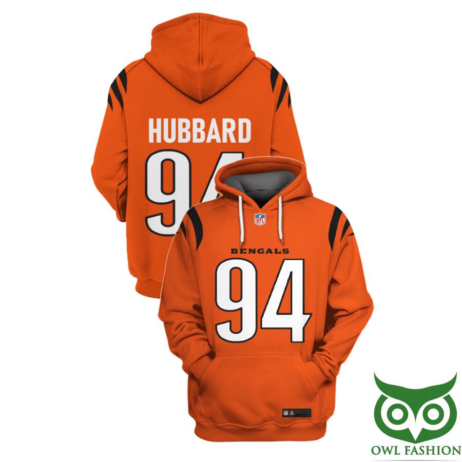 NFL Cincinnati Bengals Sam Hubbard 94 Orange with Black scratches 3D Shirt