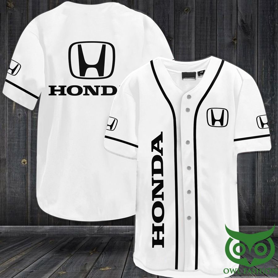 HONDA White and Black Baseball Jersey Shirt