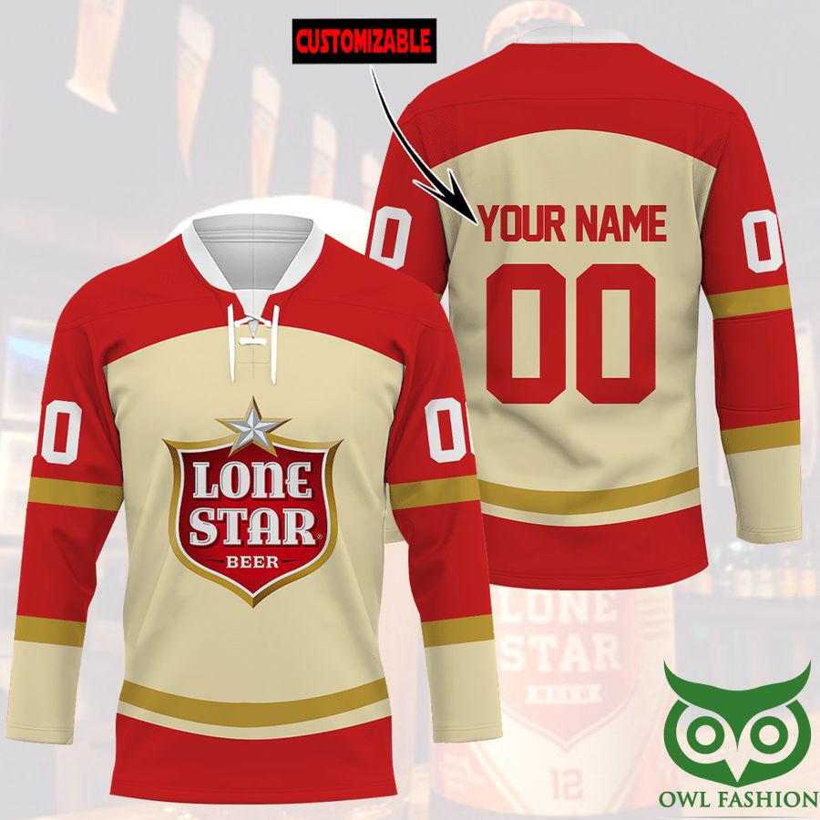 Lone Star Beer Custom Name Number Hockey Jersey