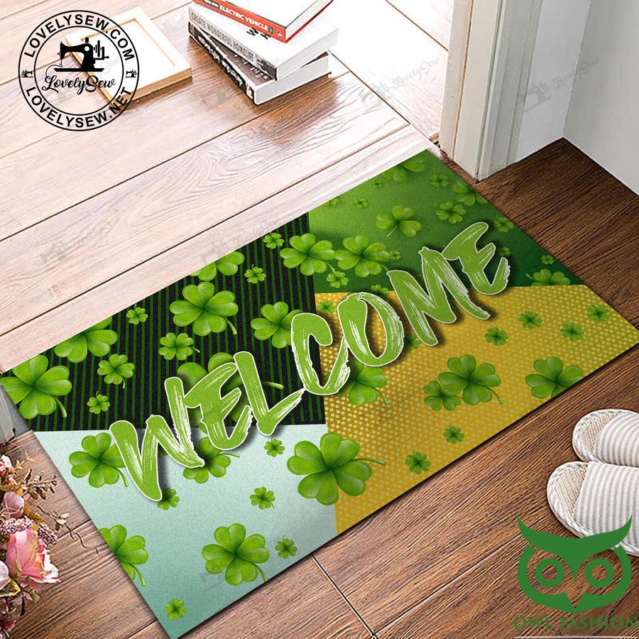 Welcome Doormat For St. Patrick's Day Green Doormat