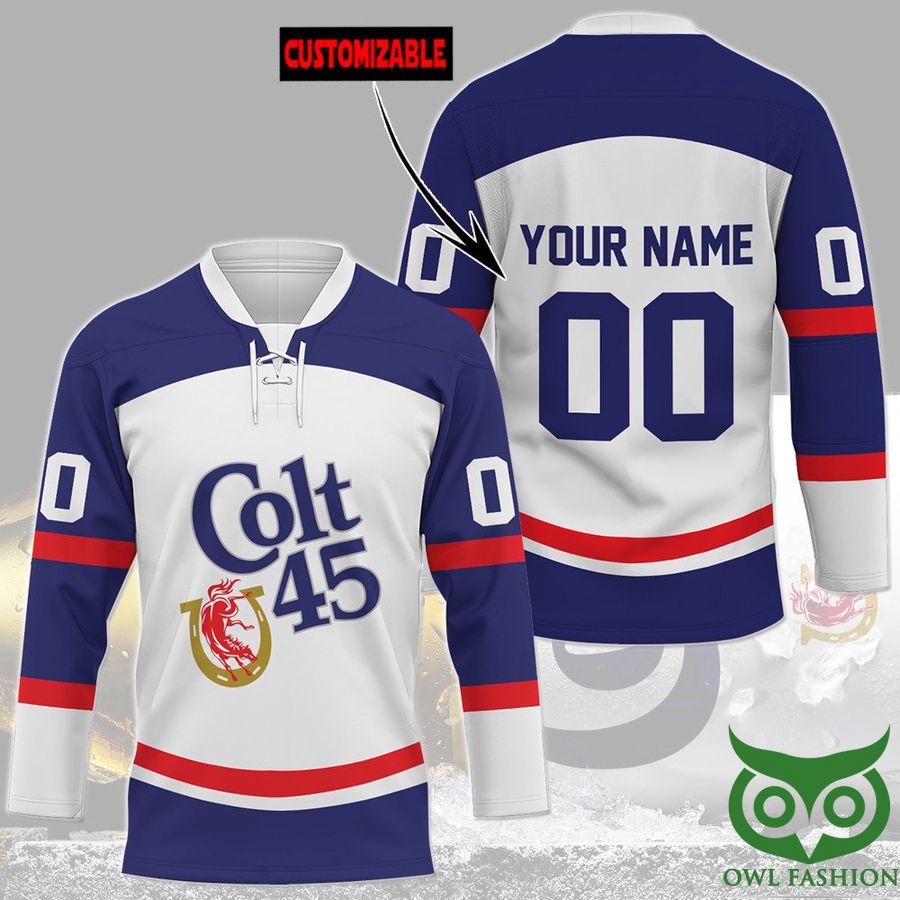 Custom Name Number Colt 45 Beer Hockey Jersey