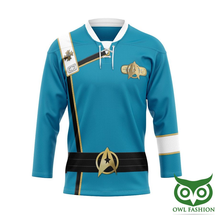 3D Star Trek Wrath of Khan Starfleet Blue Uniform Custom Hockey Jersey