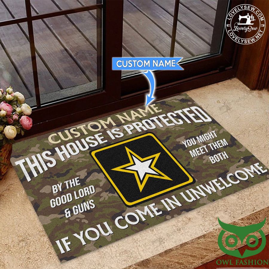 Customized US Army This House Is Protected Doormat